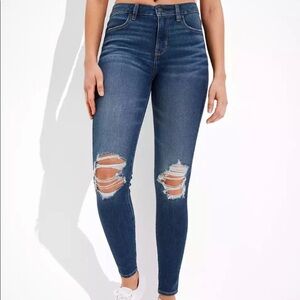 American Eagle Blue Distressed Jeans Denim Jeggings